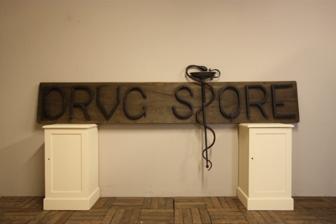 Rare Antique Iron DRUG STORE Sign