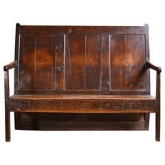 Beautiful Georgian Oak High Back Antique Settle