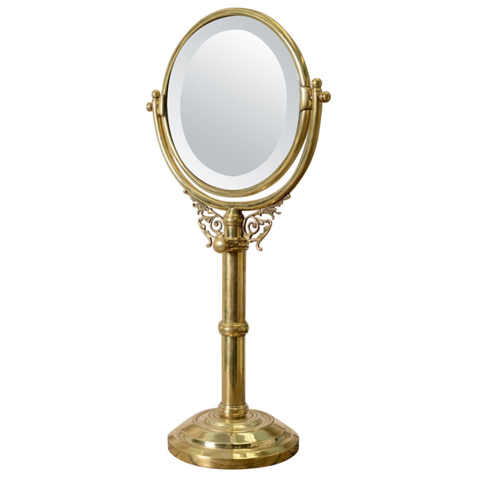 19th Century Antique Brass Shaving Mirror at 1stDibs