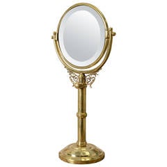 19th Century Antique Brass Shaving Mirror