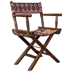 Antique Mahogany Folding Campaign Armchair.