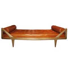 Louis Paolozzi Sofa In Oak And Leather