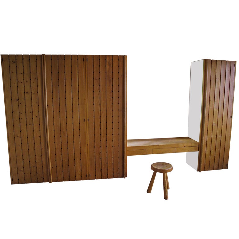 Charlotte Perriand 
Wardrobe in pine and ash wood from the Arcs1600 ski resort