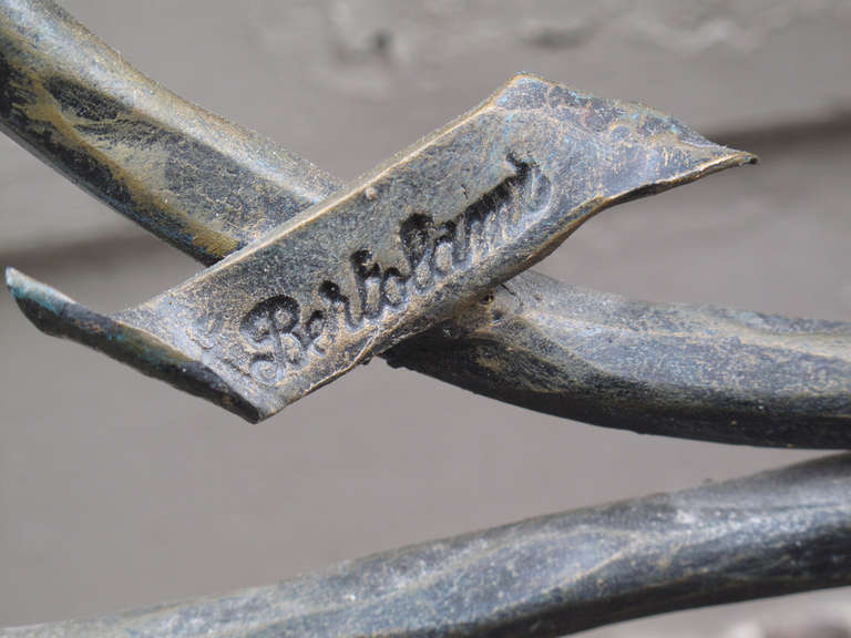 A Neoclassical and Baroque Revival Bed in Wrought Iron, Signed 1