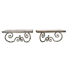 Pair of Neoclassical and Baroque Revival Shelves in Wrought Iron