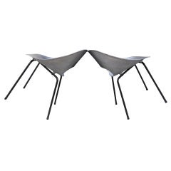 Pierre Guariche aluminiun "tonneau" chairs