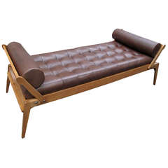 René-Jean Caillette Leather Daybed for Charron, 1952