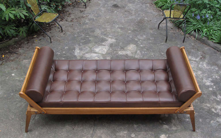 Mid-Century Modern René-Jean Caillette Leather Daybed for Charron, 1952