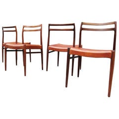 Johannes Andersen Set of Four Rosewood Chairs for Christian Linneberg