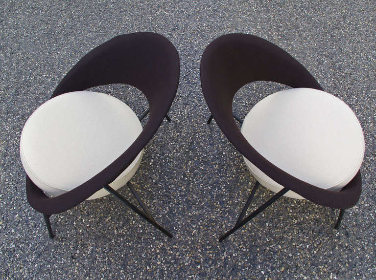 Mid-Century Modern Genevieve Dangles Christian Defrance  a pair of Saturn Armchairs
