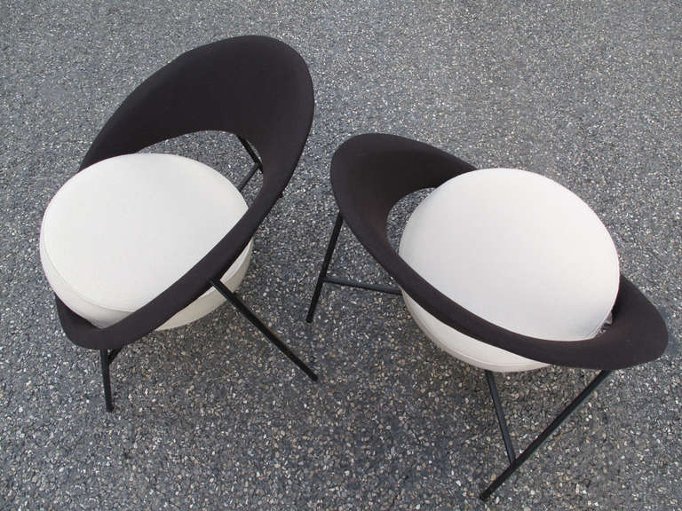 Mid-20th Century Genevieve Dangles Christian Defrance  a pair of Saturn Armchairs