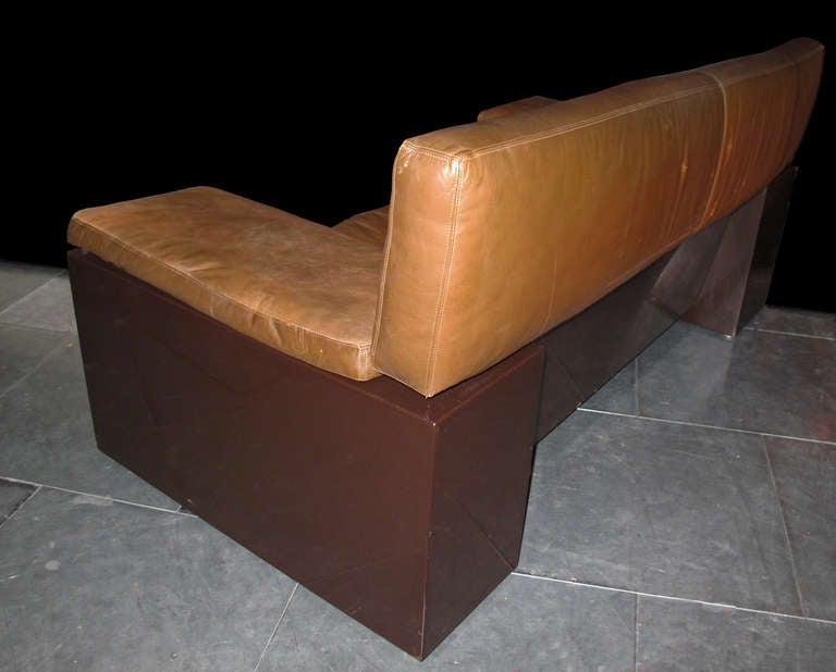 Cini Boeri  (1924) Brown Leather Sofa Brigadier for Gavina In Good Condition For Sale In Grenoble, FR