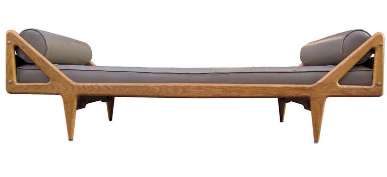 Louis Paolozzi sofa daybed designed circa 1955 with a leather seat.