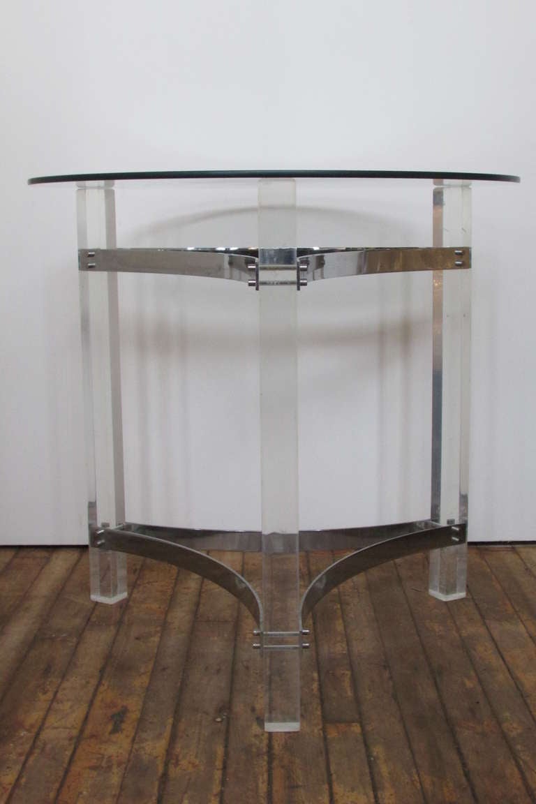 Modern Acrylic & Chromed Steel Table