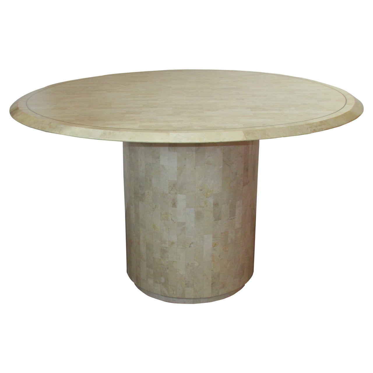 Karl Springer Style Tessellated Stone Pedestal Dining Table