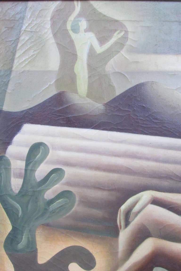 20th Century Surrealist Painting - Nude Figures On A Beach