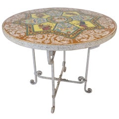 1920'S Spanish Tile Top Iron Table
