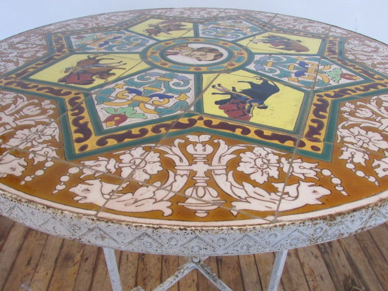 1920'S Spanish Tile Top Iron Table