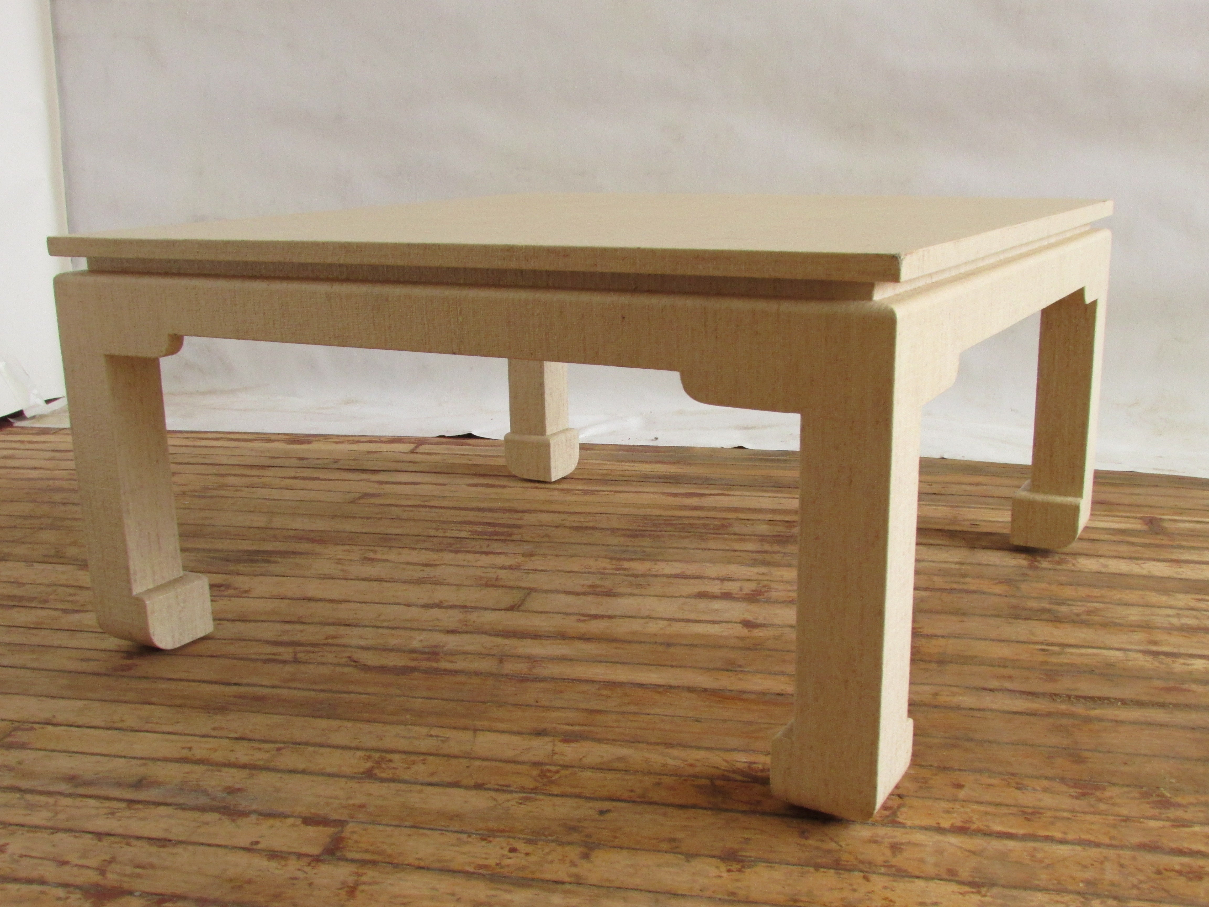 Karl Springer Style Lacquered Linen Coffee Table