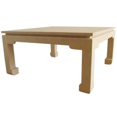 Karl Springer Style Lacquered Linen Coffee Table