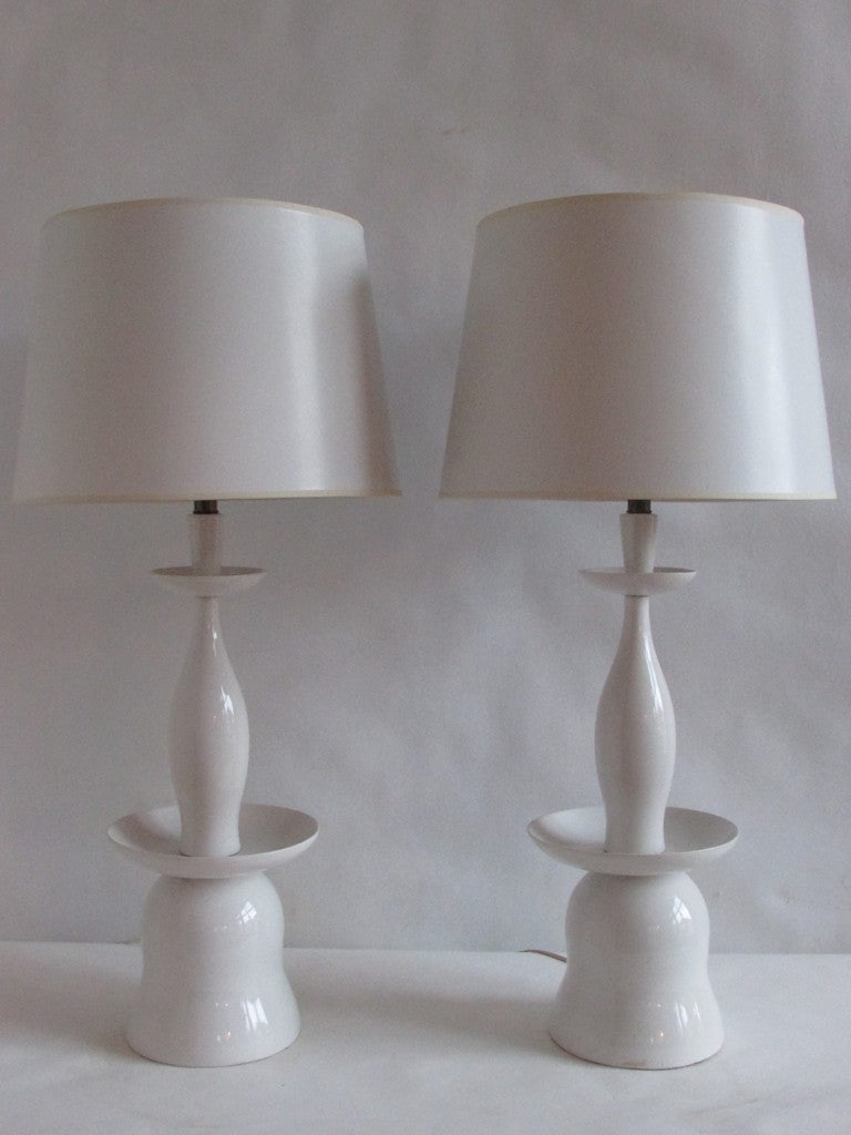 White Porcelain Pagoda Form Lamps 1