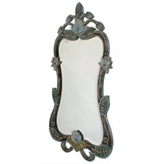 Reverse Painted Venetian Fantasy Lilly Pad Mirror