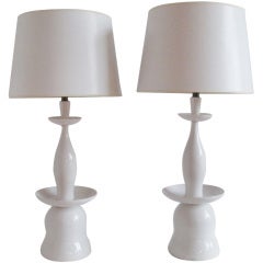 White Porcelain Pagoda Form Lamps