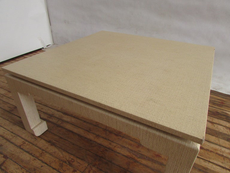 American Karl Springer Style Lacquered Linen Coffee Table
