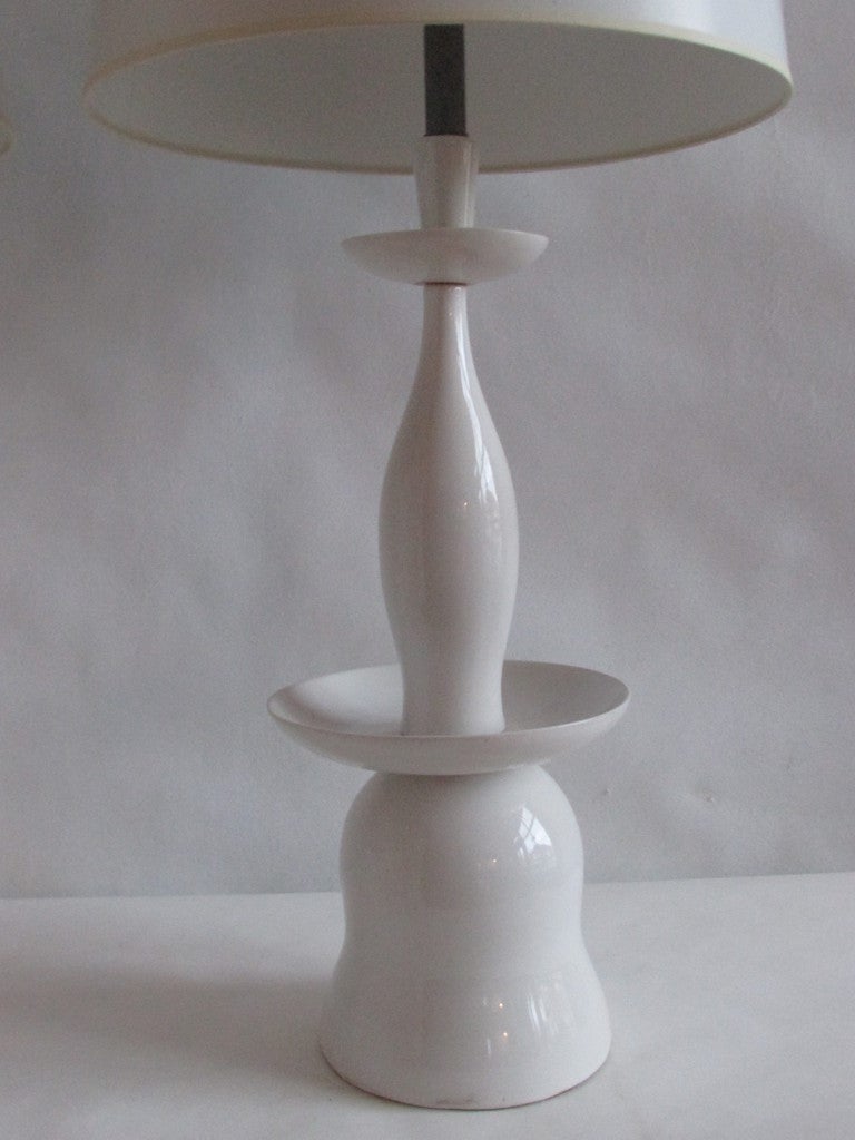 20th Century White Porcelain Pagoda Form Lamps