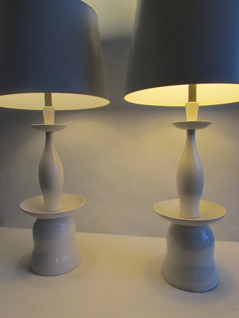 White Porcelain Pagoda Form Lamps 3