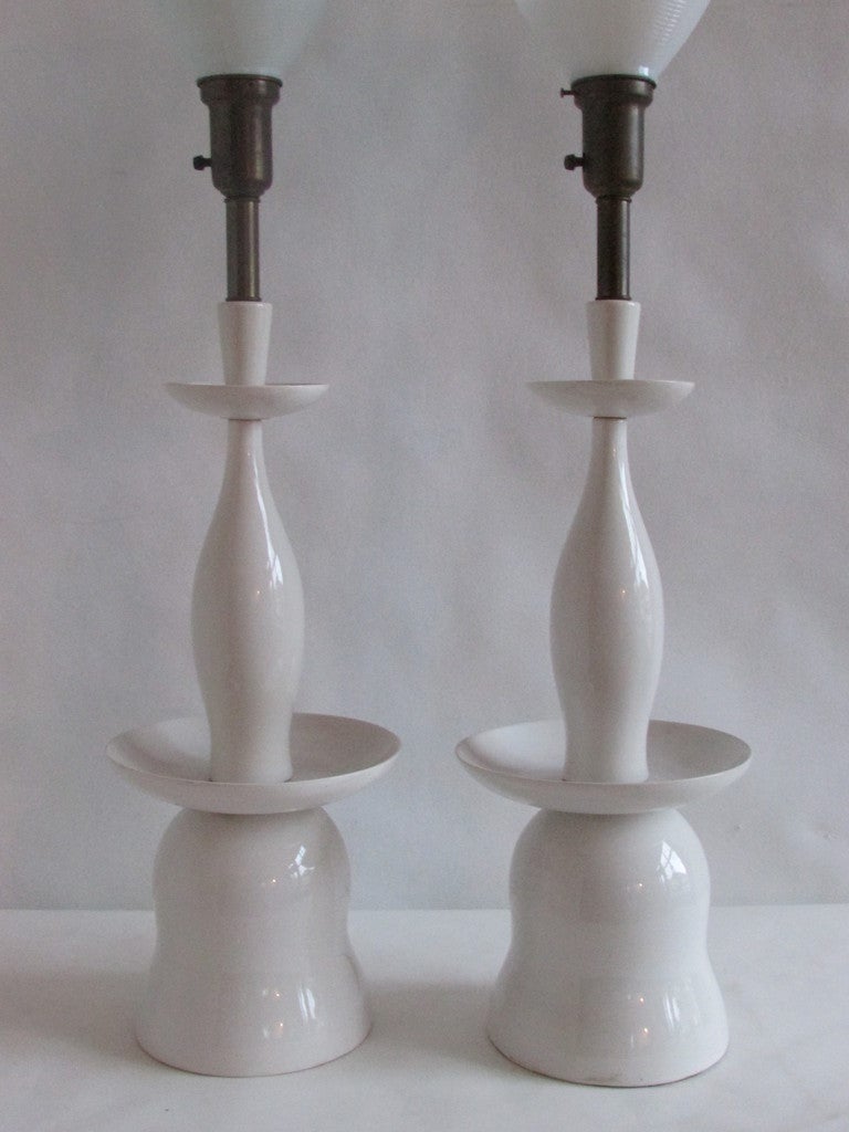 Unknown White Porcelain Pagoda Form Lamps