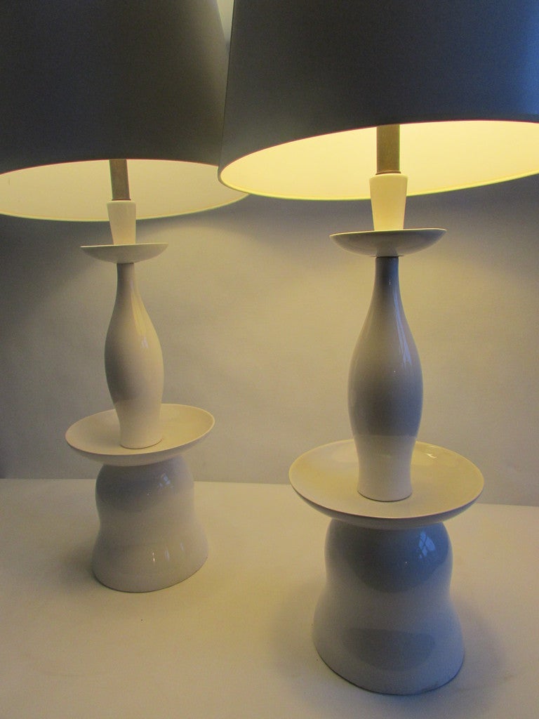 White Porcelain Pagoda Form Lamps 2