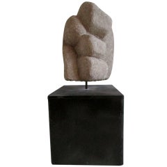 Abstract Carved Stone Sculpture In The Style of Henry Moore