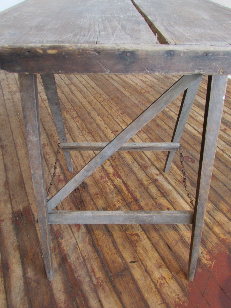 Antique American Sawhorse Base Field Table 1