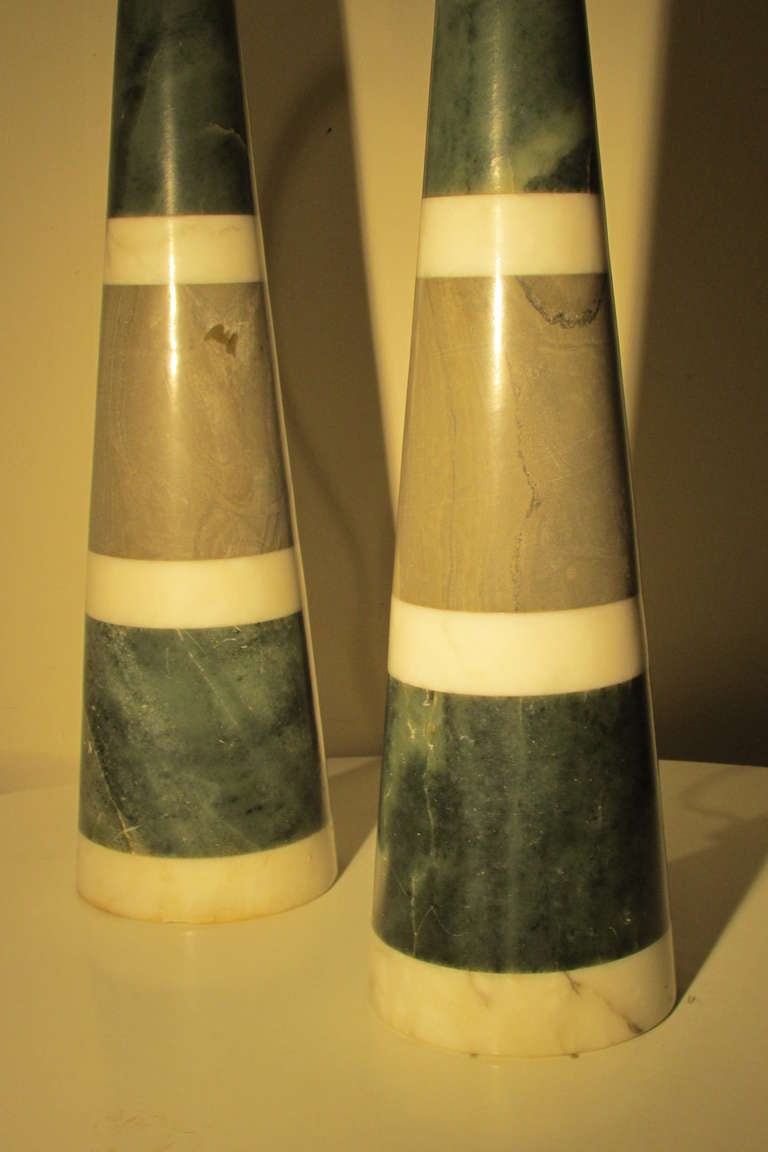 Stacked Marble Table Lamps In Good Condition In Rochester, NY