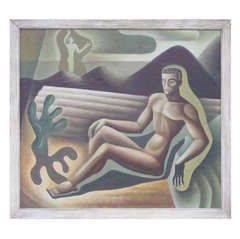 Surrealist Painting - Nude Figures On A Beach