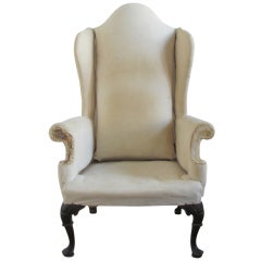 Antique Queen Anne Style Wing Chair