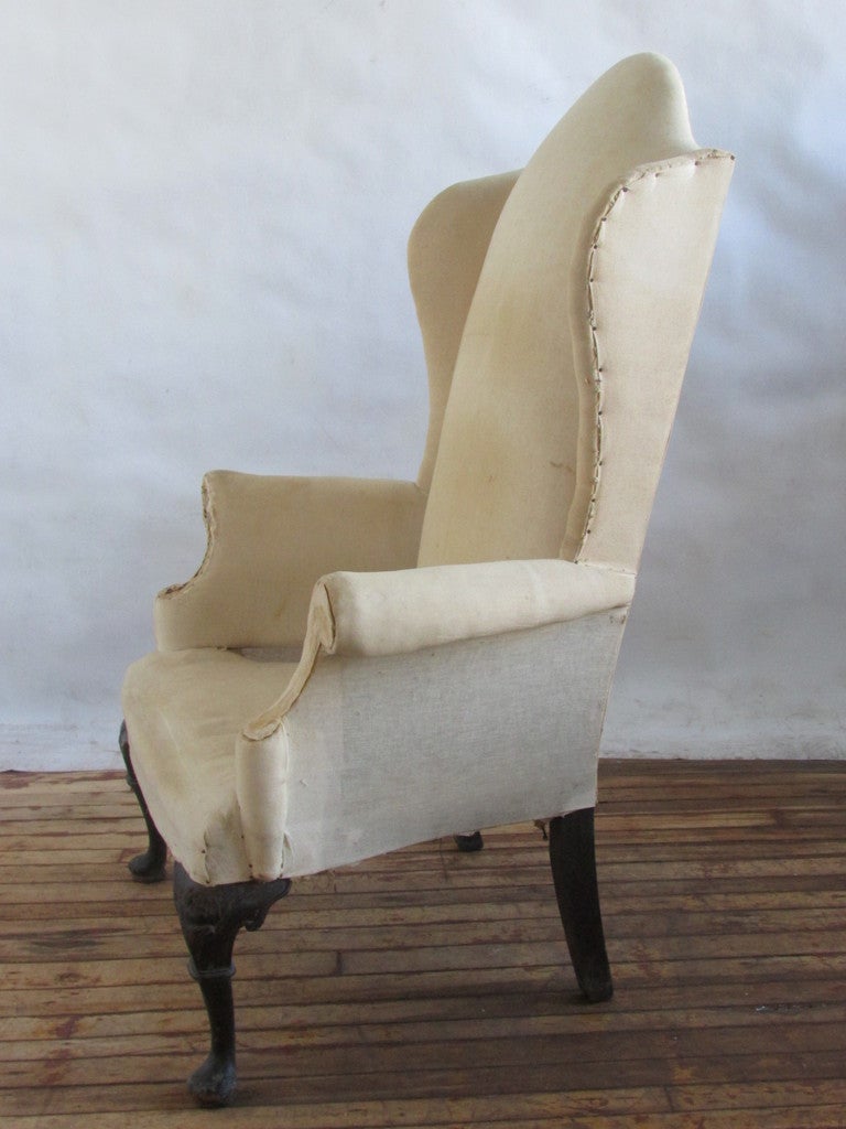 Queen Anne Style Wing Chair In Good Condition In Rochester, NY