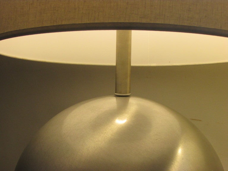 American Mid Century Modern Spun Aluminum Sphere Lamps