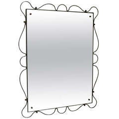French Iron Mirror Style Of Jean Royere