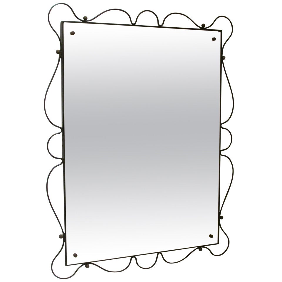 French Iron Mirror Style Of Jean Royere