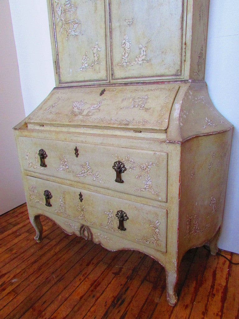 18th C. Style Venetian Painted Secretary In Good Condition In Rochester, NY