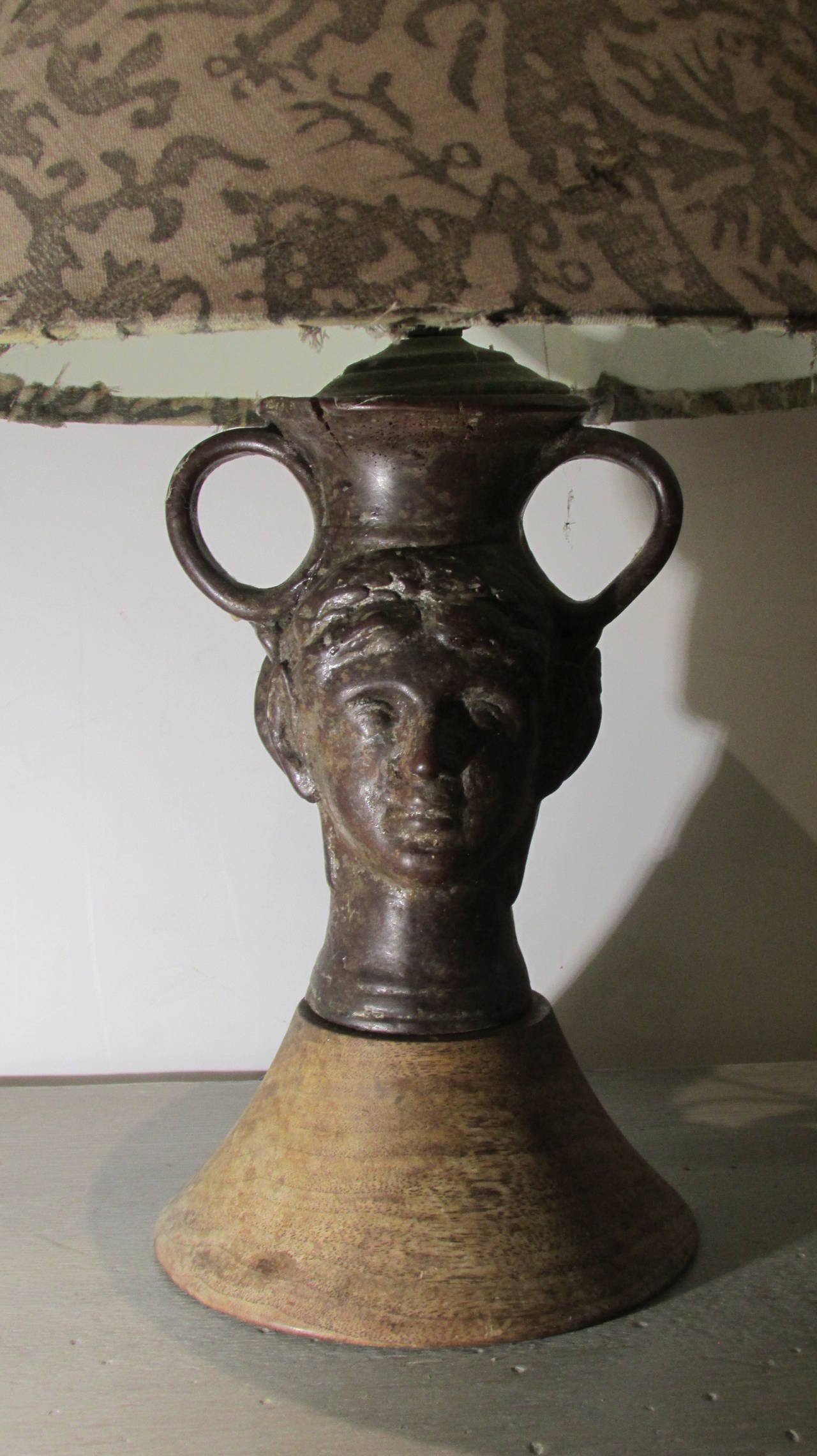 Brass 1940s Surrealistic Double-Faced Satyr Lamp in the Style of Jean Cocteau
