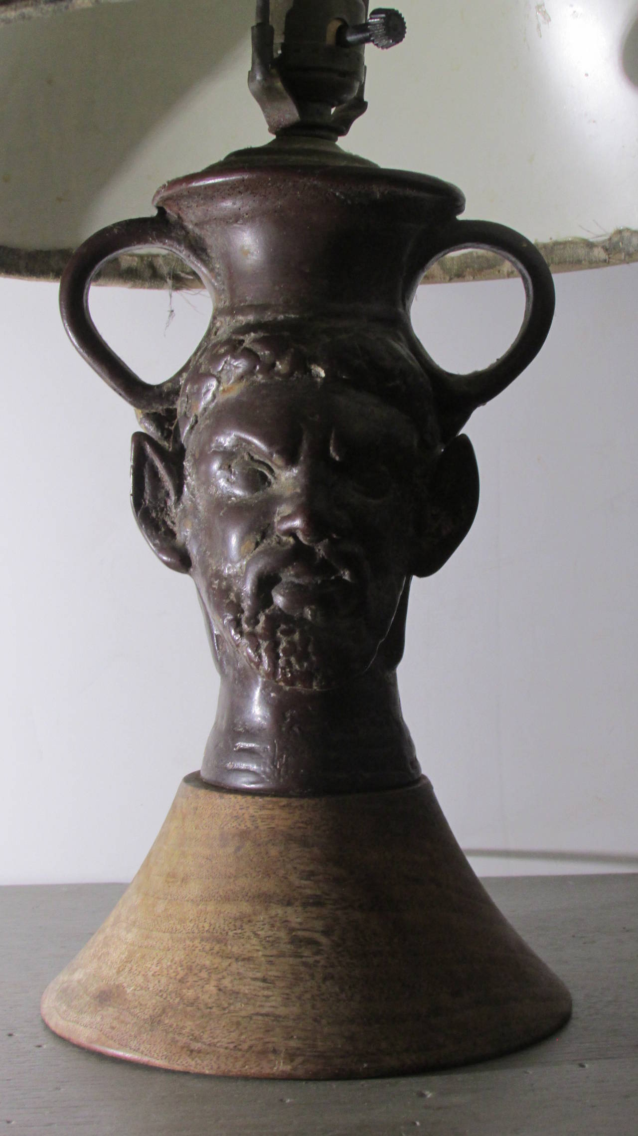 1940s Surrealistic Double-Faced Satyr Lamp in the Style of Jean Cocteau In Good Condition In Rochester, NY