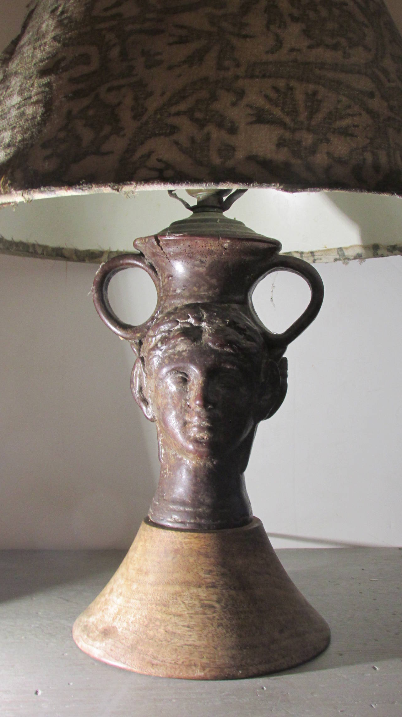 1940s Surrealistic Double-Faced Satyr Lamp in the Style of Jean Cocteau 3