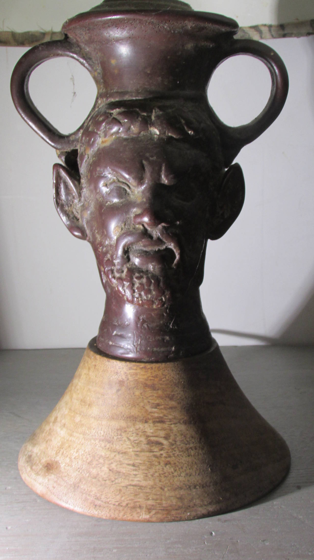 1940s Surrealistic Double-Faced Satyr Lamp in the Style of Jean Cocteau 2