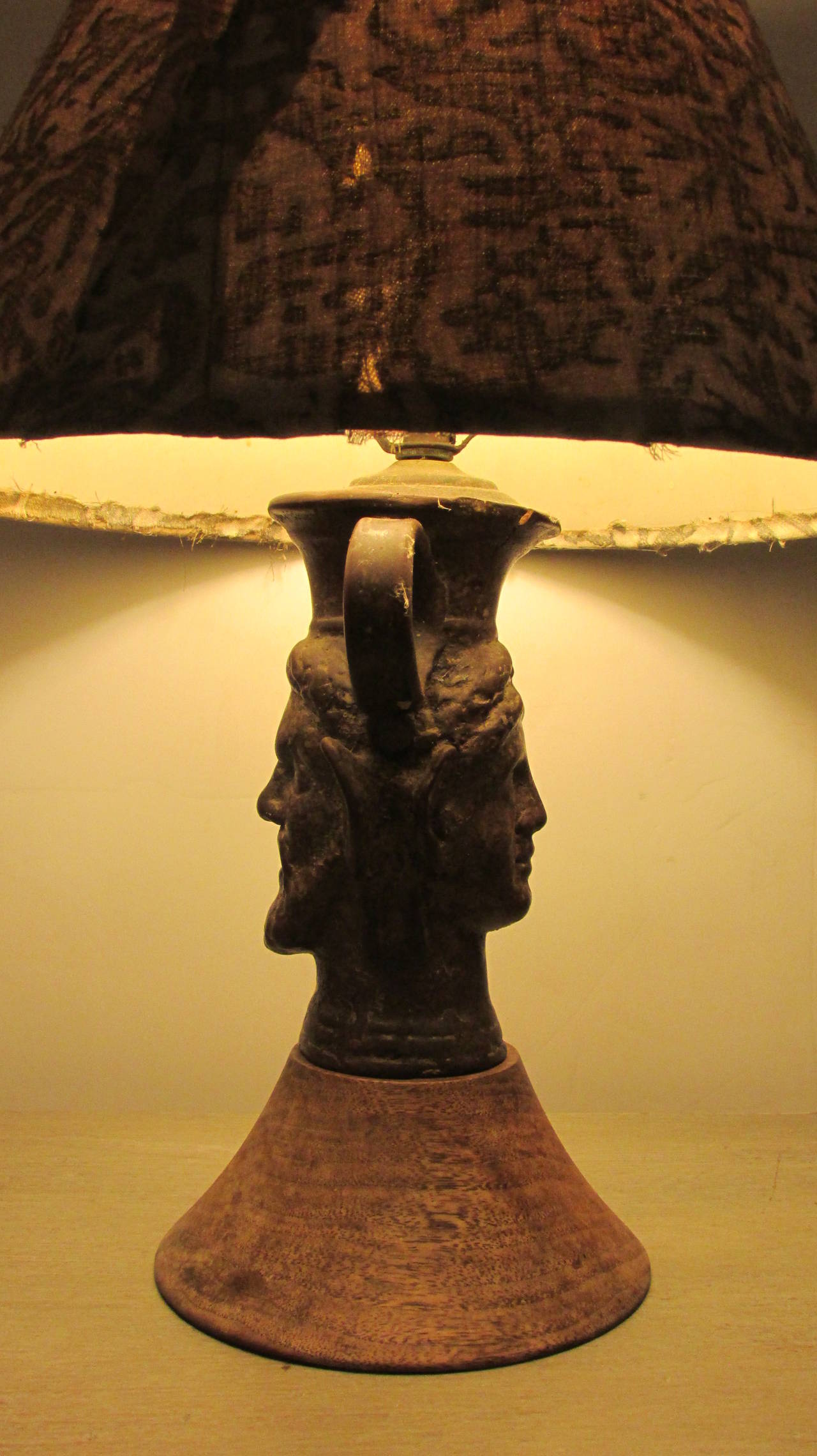 20th Century 1940s Surrealistic Double-Faced Satyr Lamp in the Style of Jean Cocteau