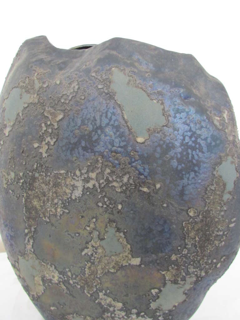 20th Century Volcanic Glaze Vase By Evans