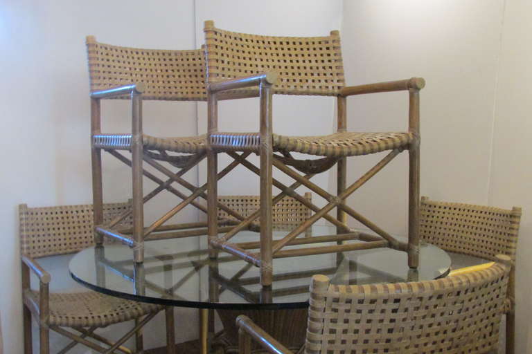 McGuire Rattan Dining Table & Six Armchairs 3