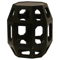 Octagonal Ebonized Drum Table Stool